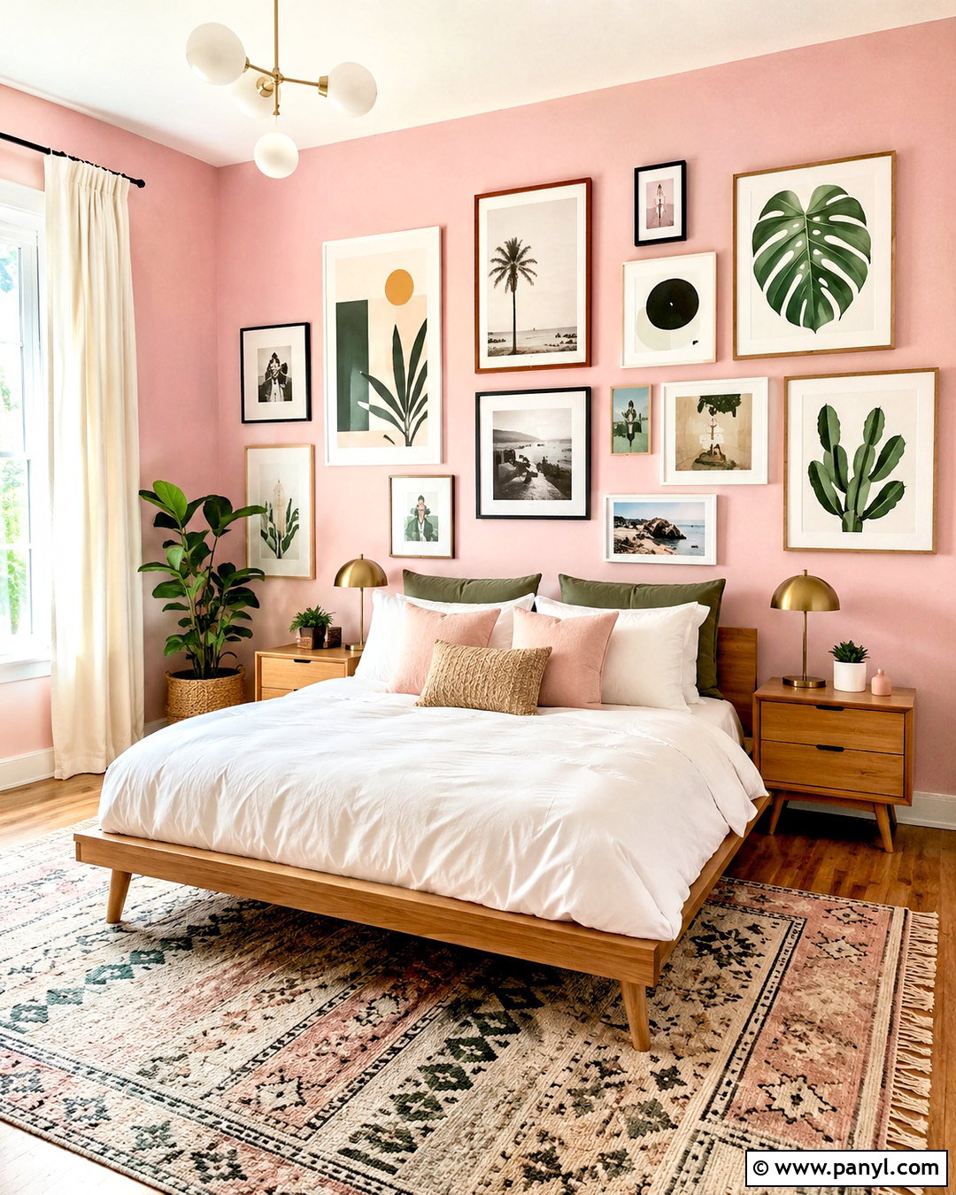 Light Pink Walls With Gallery Wall - 20 light pink walls bedroom ideas