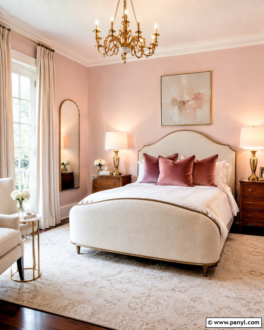 Light Pink Walls With Gold Decor - 20 light pink walls bedroom ideas