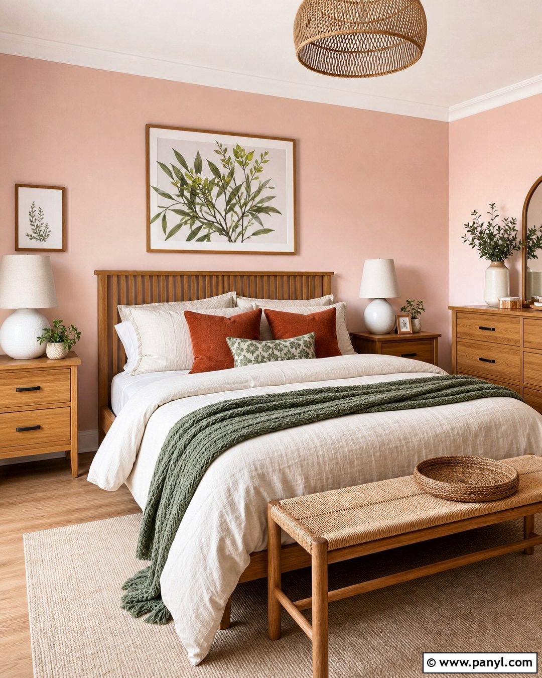 Light Pink Walls With Natural Wood Furniture - 30 Light Pink Wall Color Ideas