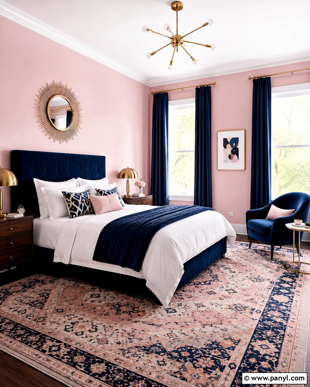 Light Pink Walls With Navy Blue Accents - 20 light pink walls bedroom ideas