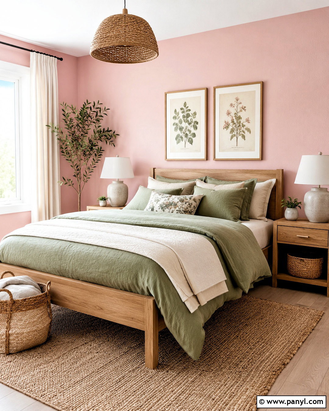 Light Pink Walls With Sage Green Bedding - 20 light pink walls bedroom ideas
