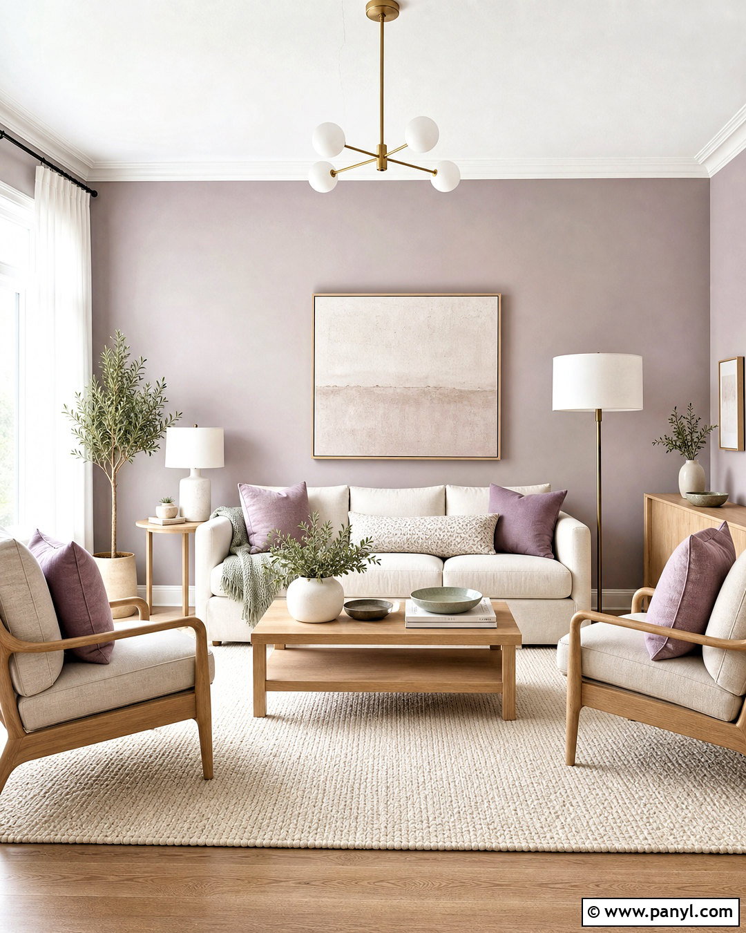 Light Plum Living Room With Oak Accents - 20 plum wall color ideas
