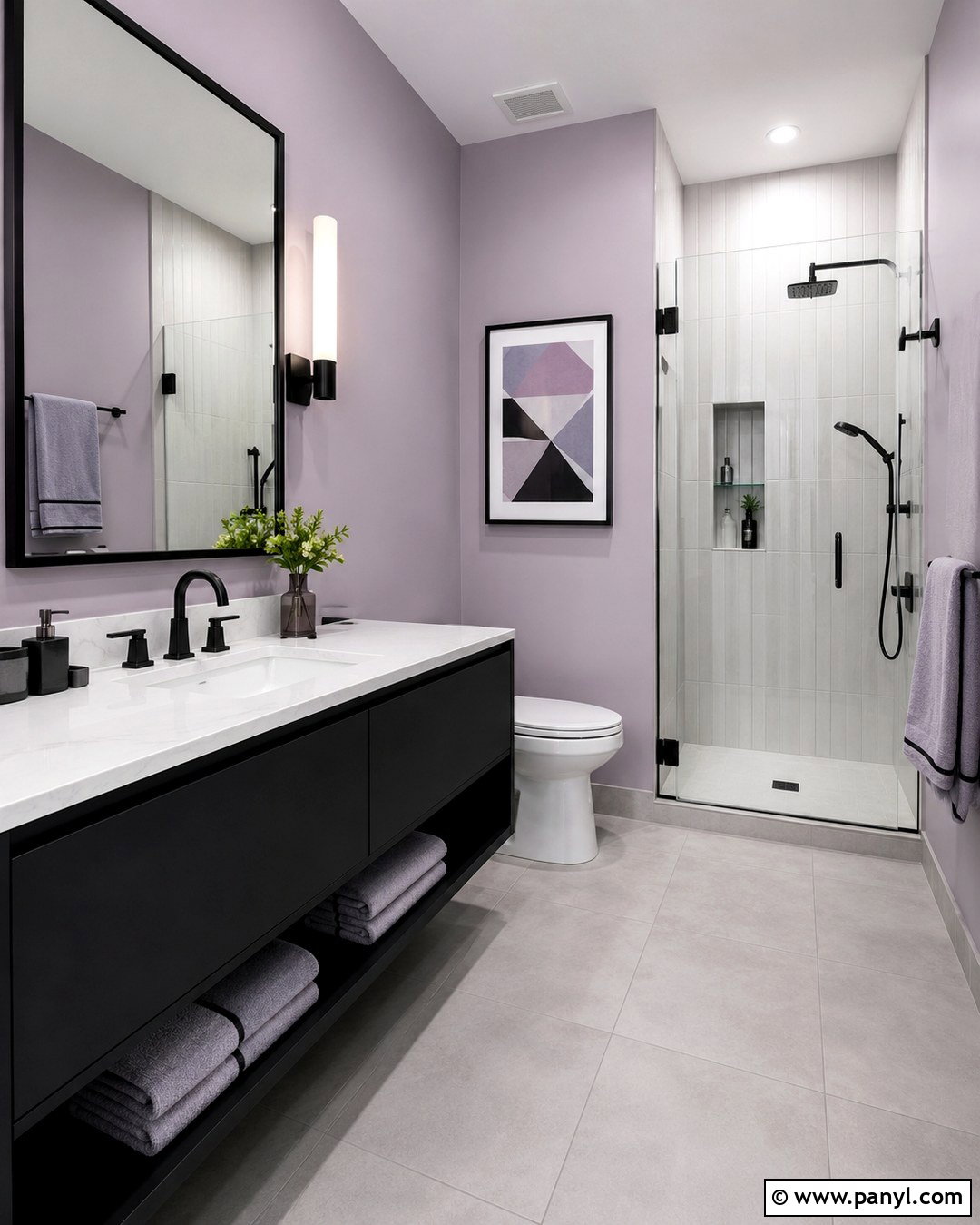Light Purple Bathroom Walls With Black Fixtures - 20 Light Purple Bathroom Walls