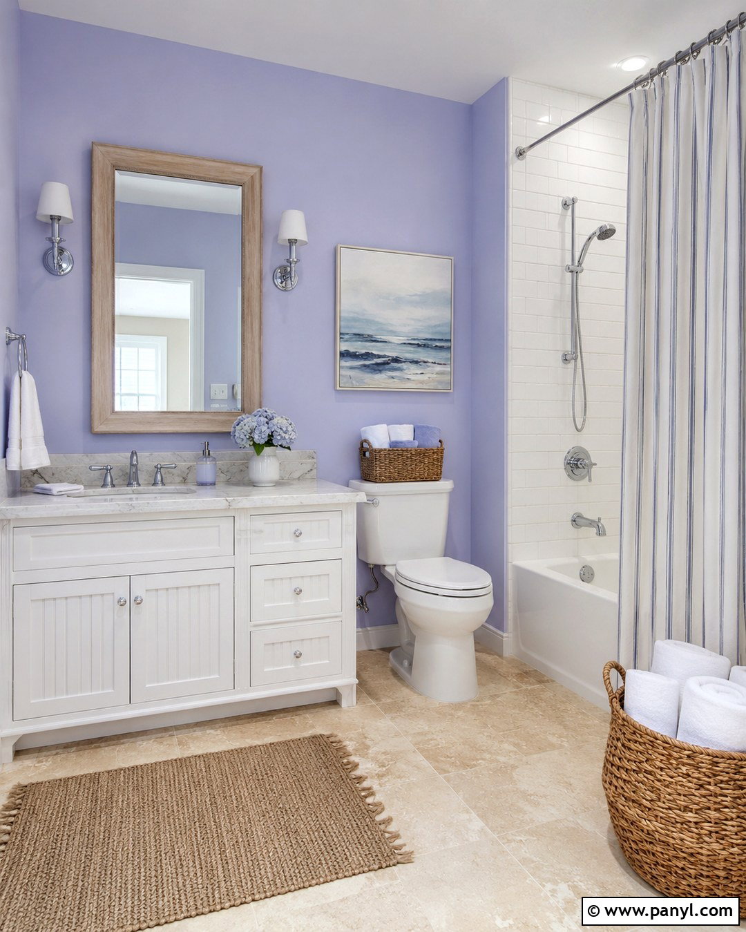 Light Purple Bathroom Walls With Coastal Decor - 20 Light Purple Bathroom Walls