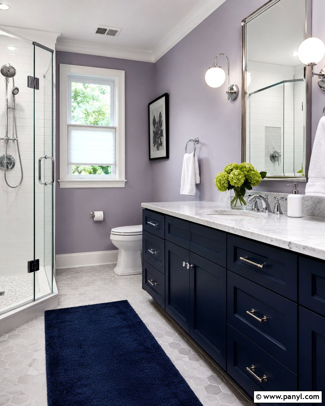 Light Purple Bathroom Walls With Navy Vanity - 20 Light Purple Bathroom Walls