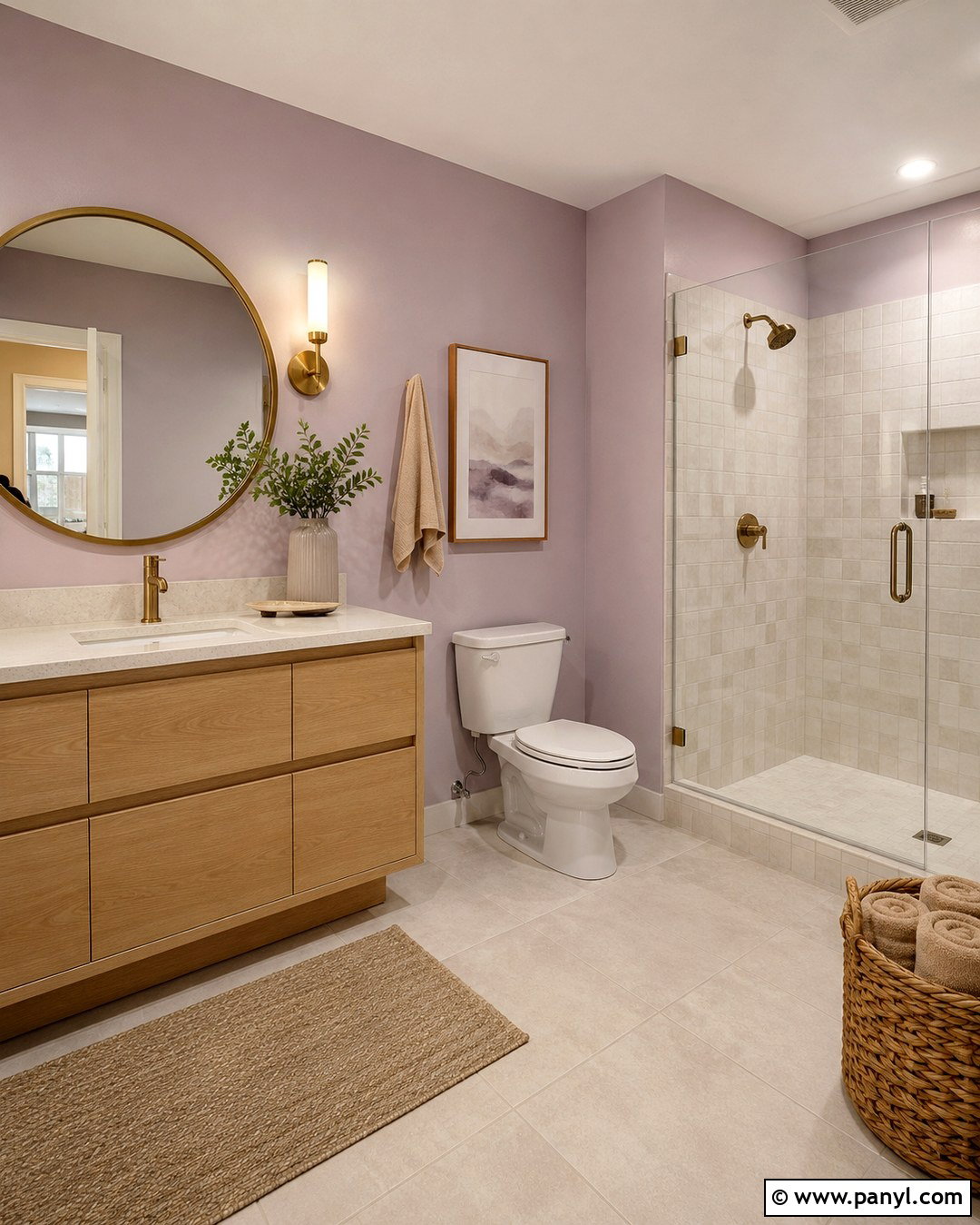 Light Purple Bathroom Walls With Wood Vanity - 20 Light Purple Bathroom Walls