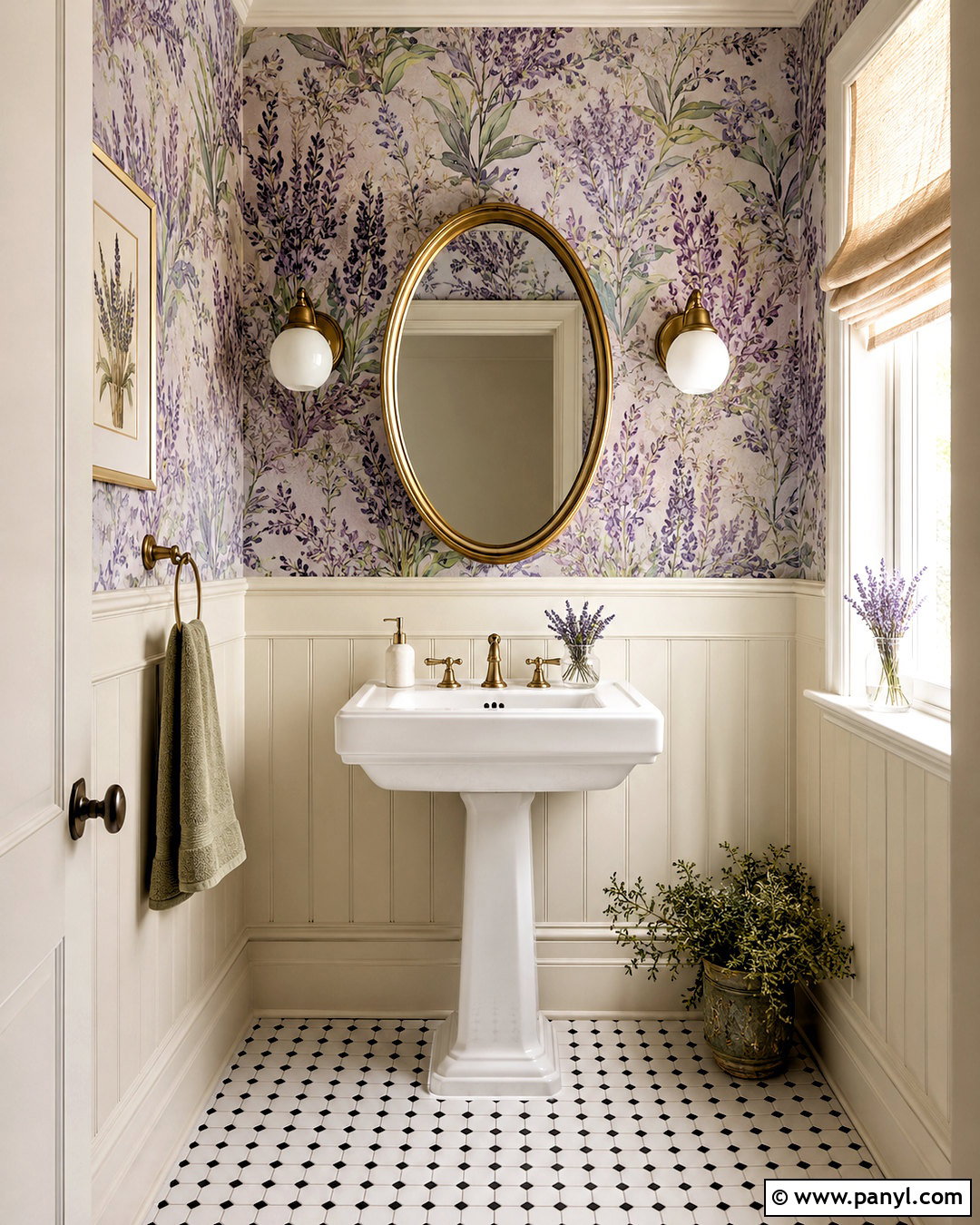 Light Purple Bathroom With Floral Wallpaper - 20 light purple bathroom ideas