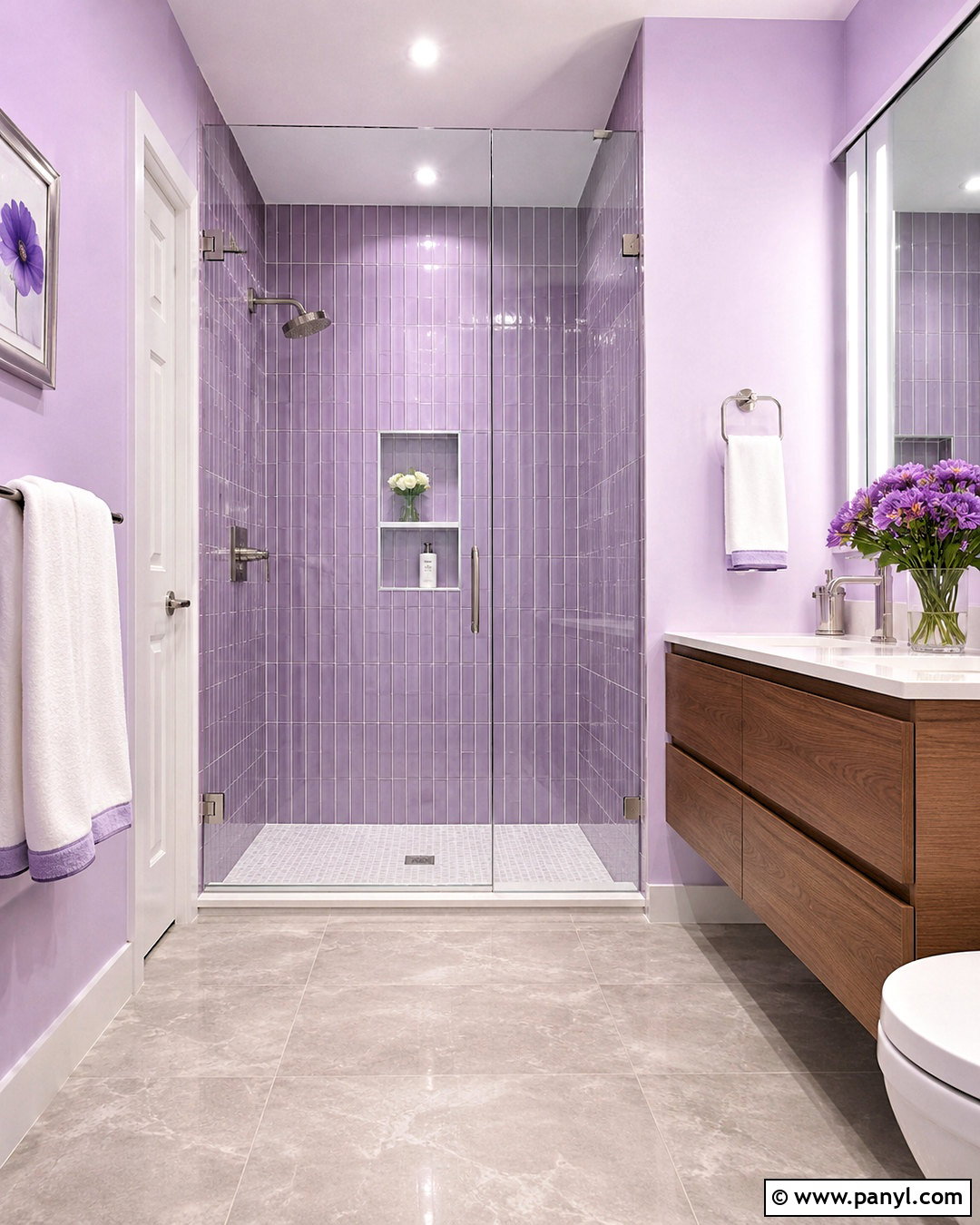 Light Purple Bathroom With Lavender Shower Tile - 20 light purple bathroom ideas