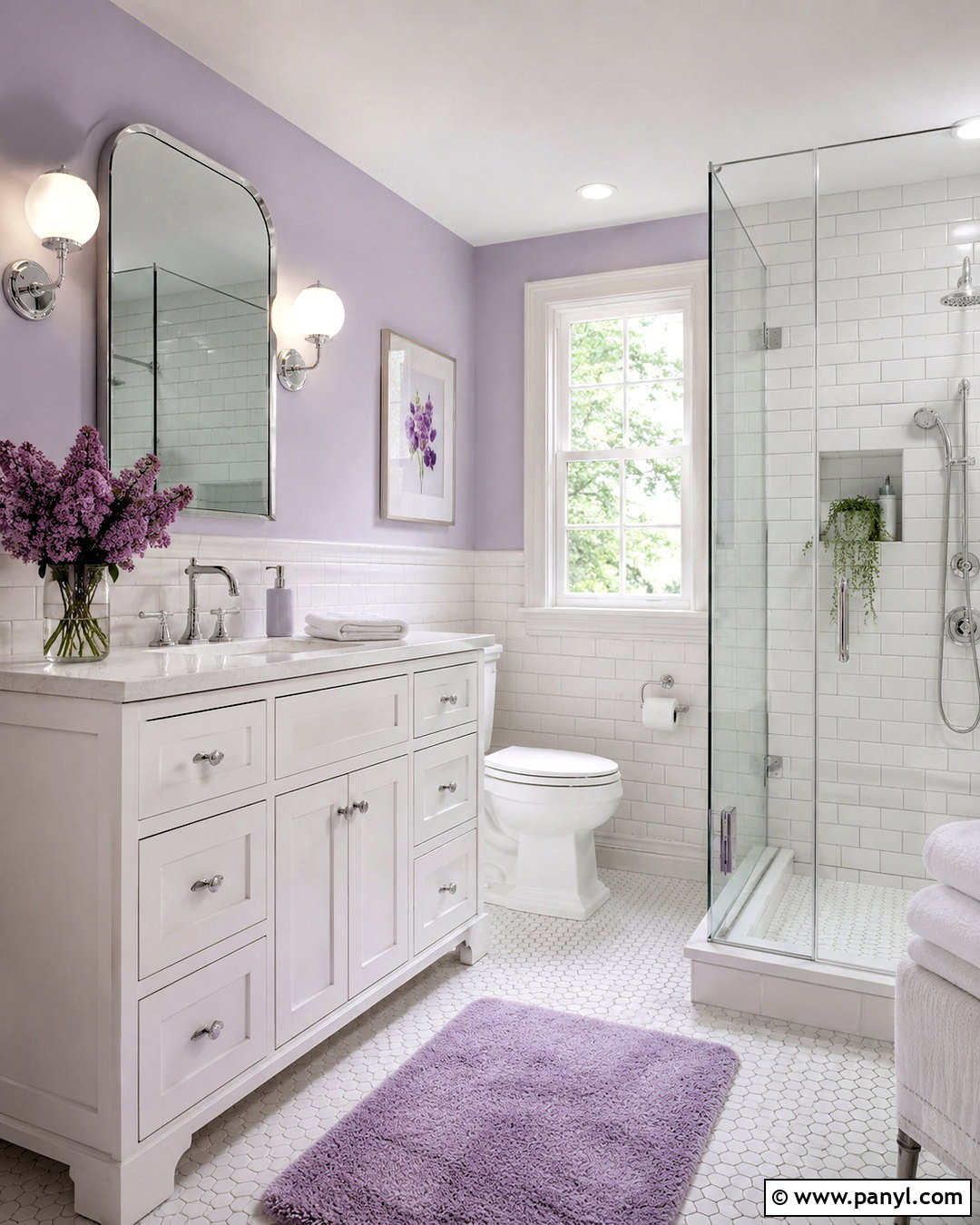 Light Purple Bathroom With White Subway Tile - 20 light purple bathroom ideas