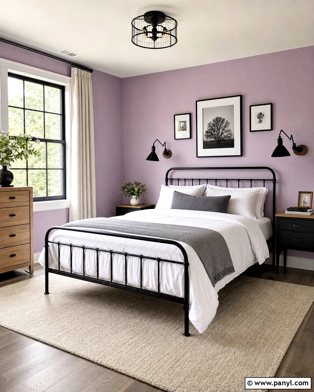 Light Purple Bedroom Walls With Black Metal Furniture - 20 light purple bedroom walls
