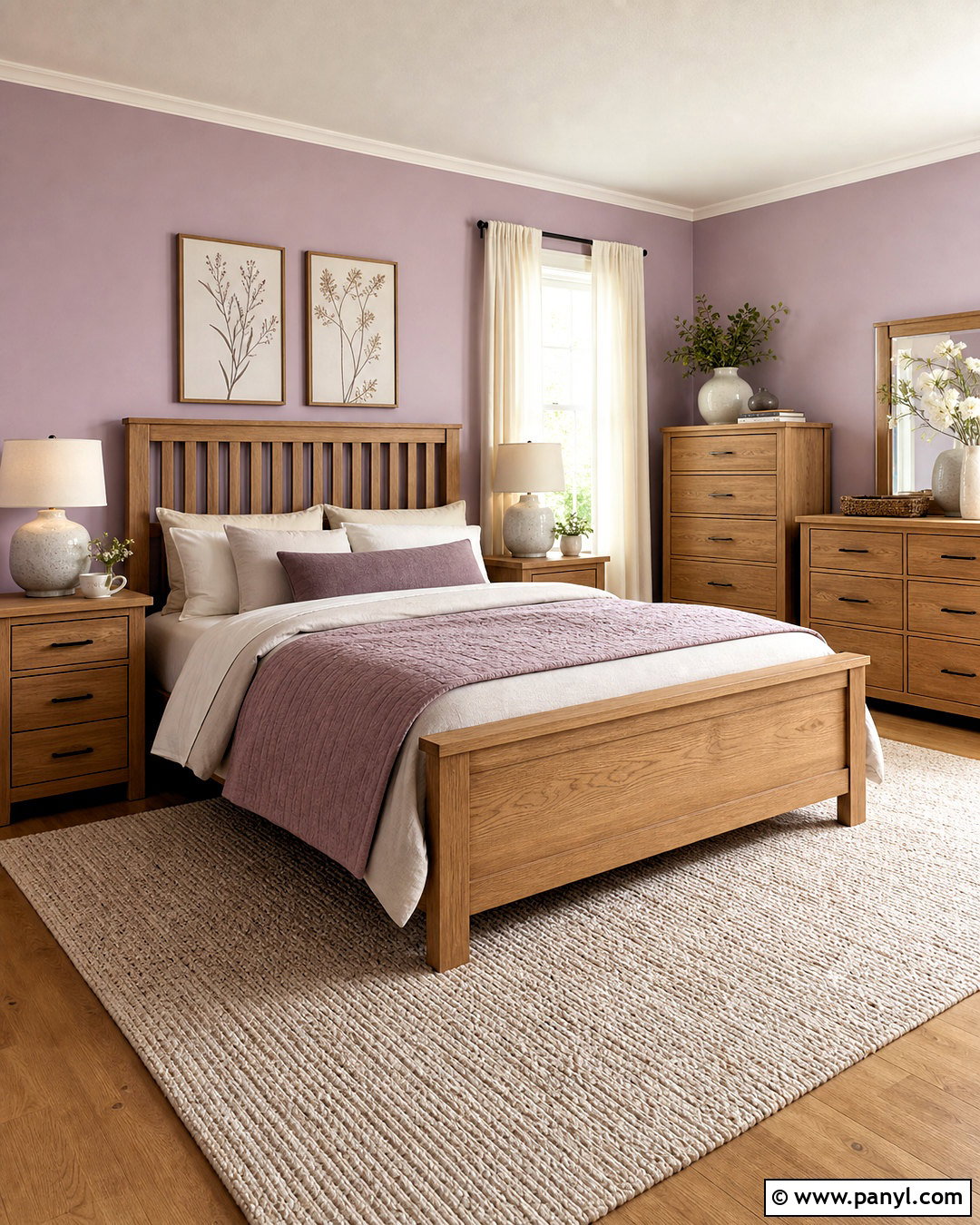 Light Purple Bedroom Walls With Natural Oak Furniture - 20 light purple bedroom walls