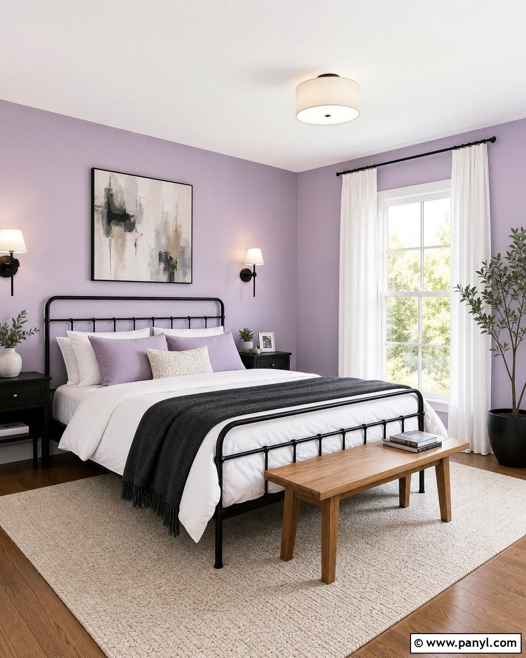 Light Purple Bedroom With Black Accents - 35 Light Purple Walls
