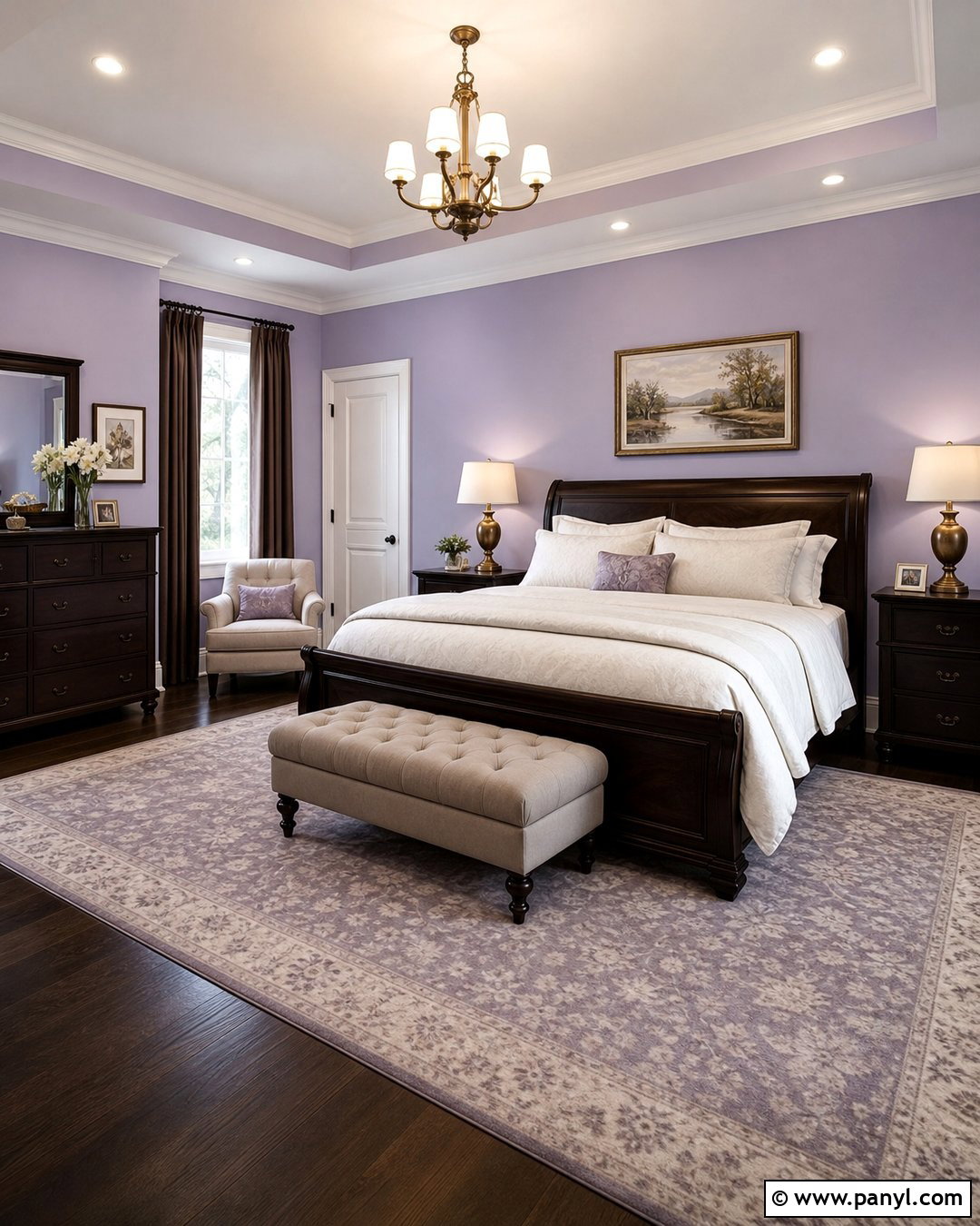 Light Purple Bedroom With Dark Wood Furniture - 35 Light Purple Walls