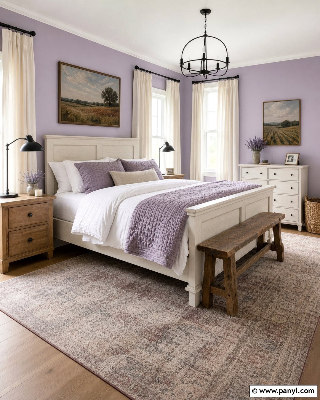 Light Purple Bedroom With Farmhouse Decor - 35 Light Purple Walls