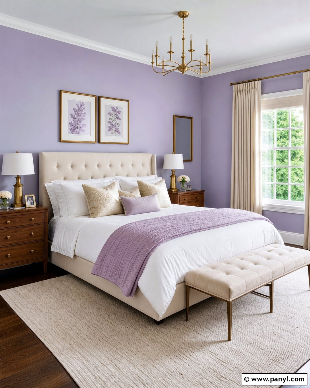 Light Purple Bedroom With Gold Accents - 35 Light Purple Walls