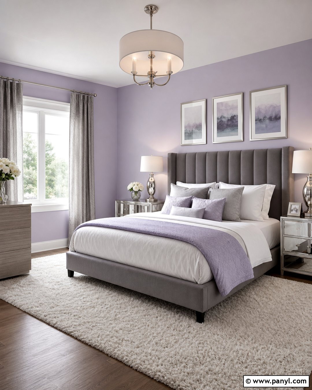 Light Purple Bedroom With Silver Accents - 35 Light Purple Walls