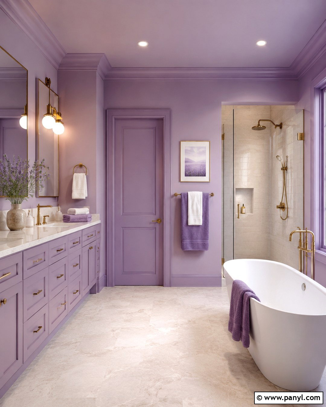 Light Purple Color Drenched Bathroom - 20 Light Purple Bathroom Walls