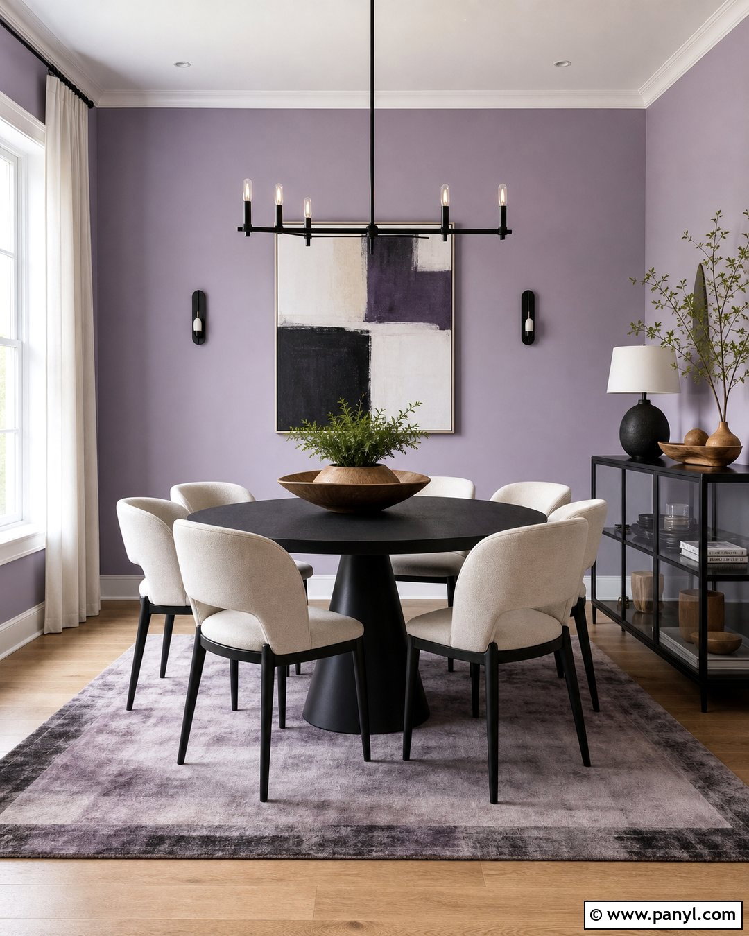 Light Purple Dining Room With Black Accents - 35 Light Purple Walls