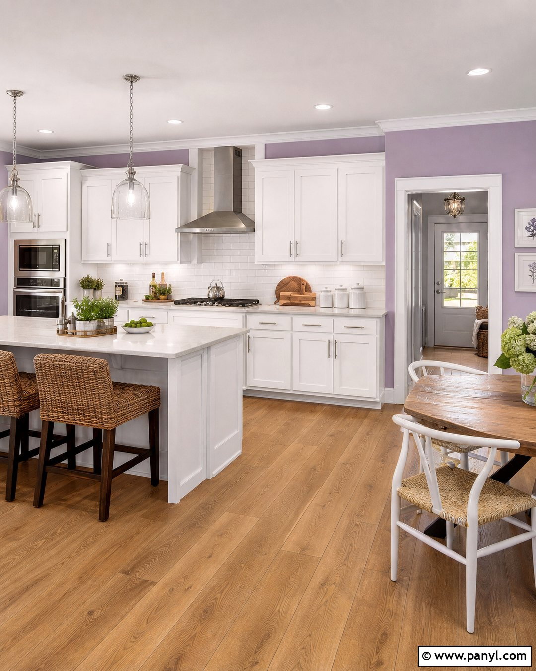Light Purple Kitchen With White Cabinets - 35 Light Purple Walls