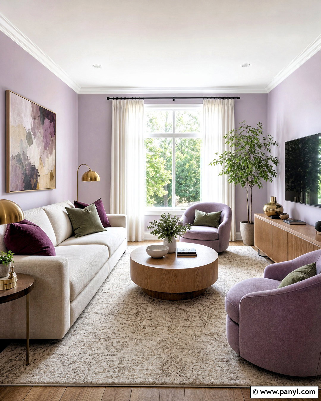 Light Purple Living Room With Cream Sofa - 20 light purple room ideas