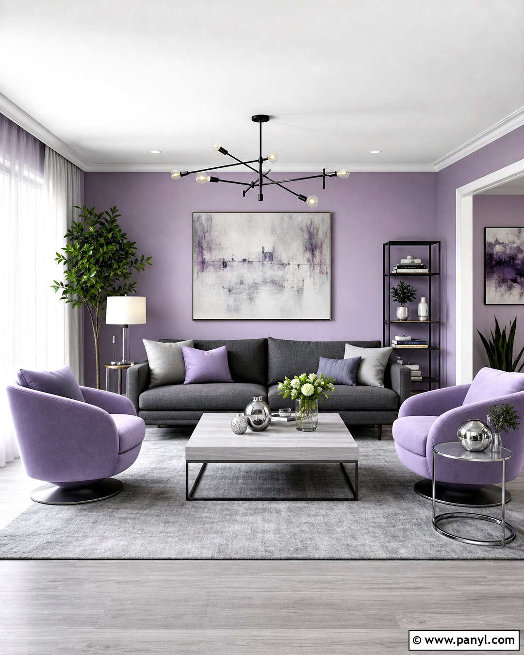 Light Purple Living Room With Gray Accents - 20 light purple room ideas