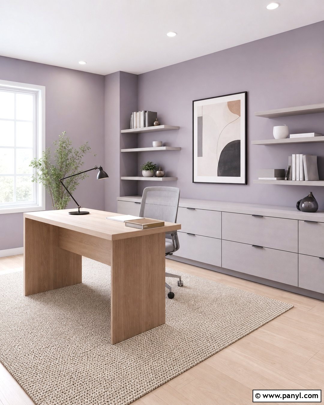 Light Purple Minimalist Office - 20 Modern Purple Wall Color Ideas