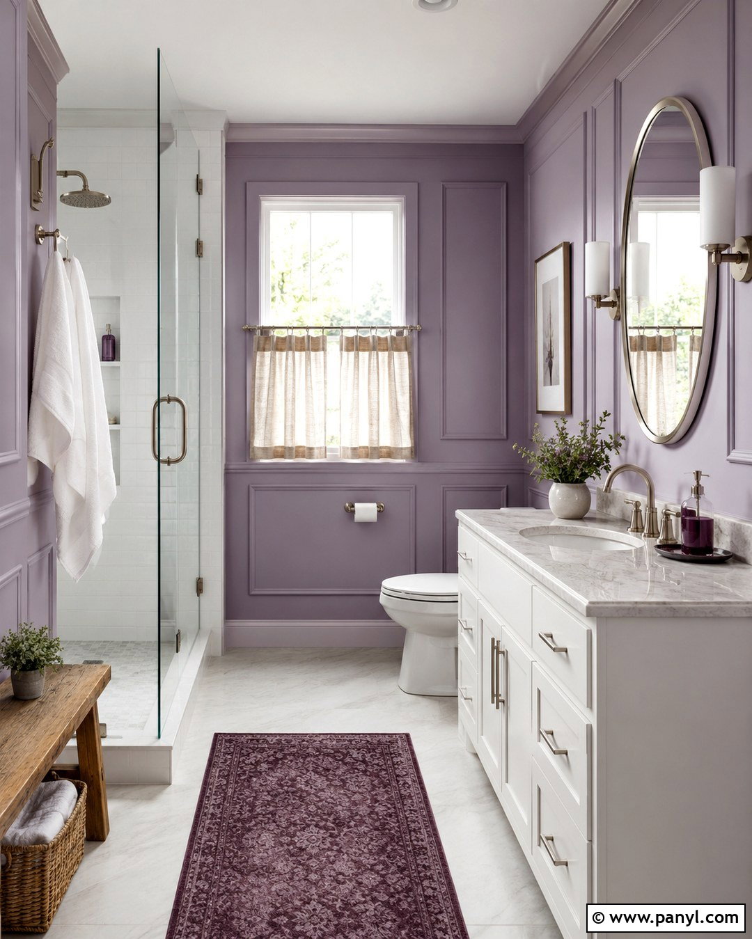 Light Purple Walls With Bathroom Paneling - 20 Light Purple Bathroom Walls
