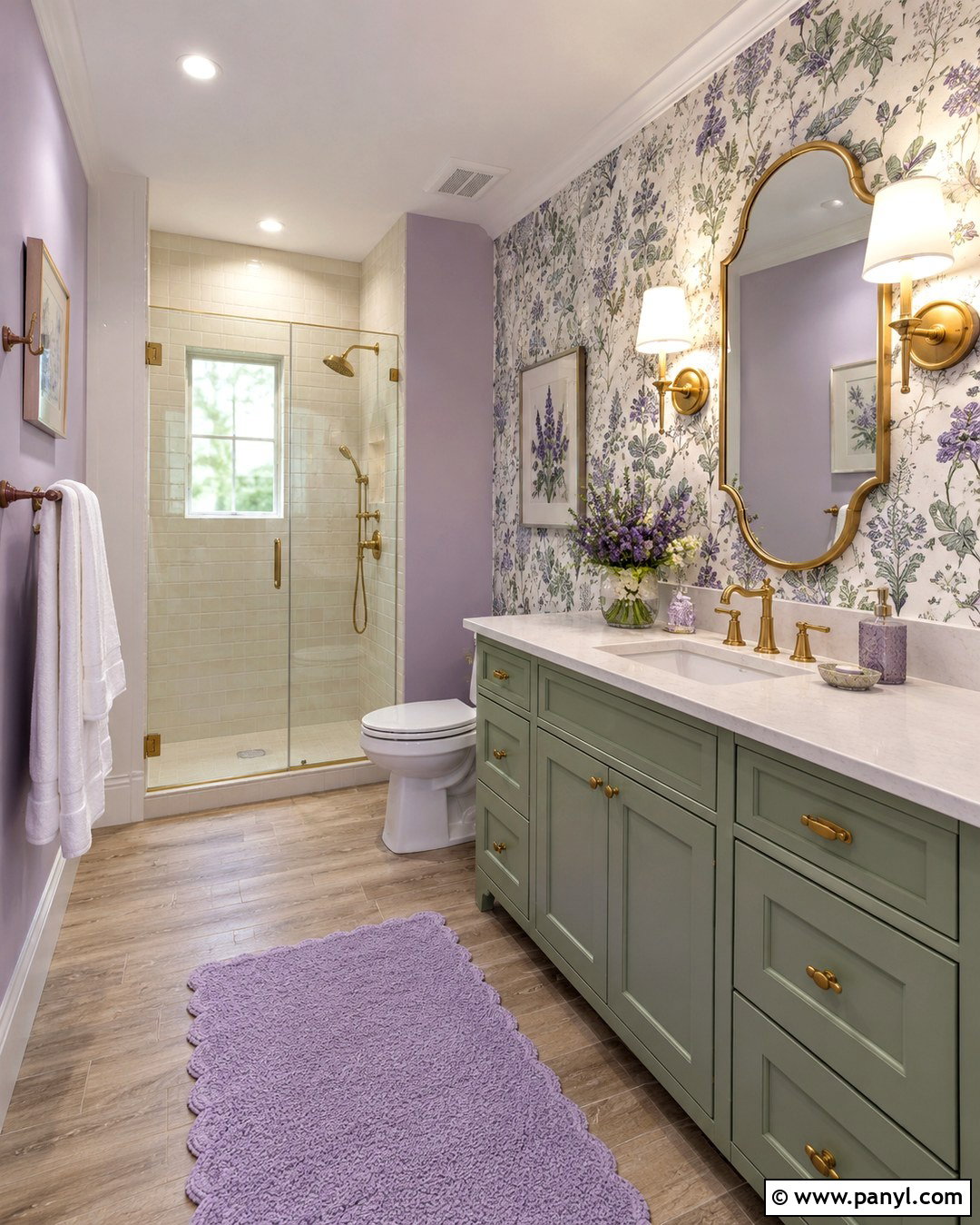Light Purple Walls With Floral Wallpaper - 20 Light Purple Bathroom Walls