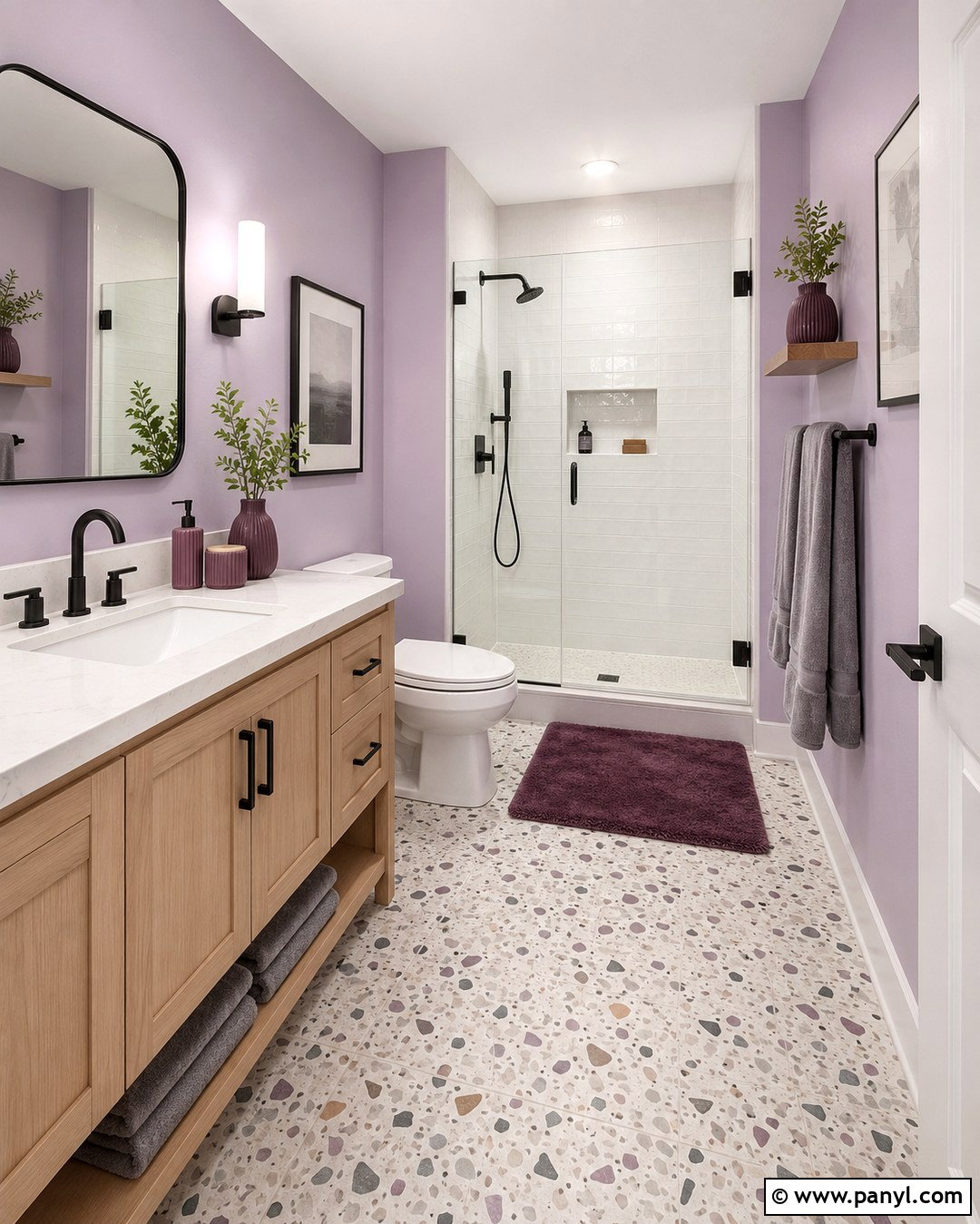 Light Purple Walls With Terrazzo Flooring - 20 Light Purple Bathroom Walls
