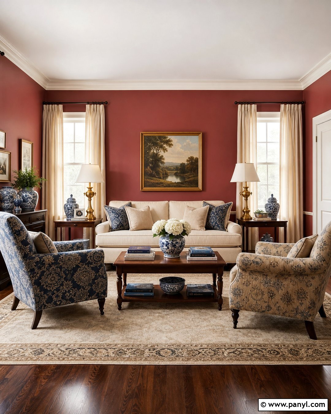 Light Red Traditional Living Room Walls - 25 Light Red Walls