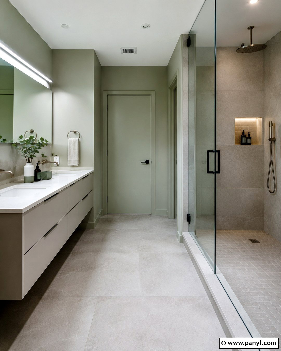 Light Sage Bathroom Walls In A Modern Bathroom - 20 Light Sage Bathroom Walls