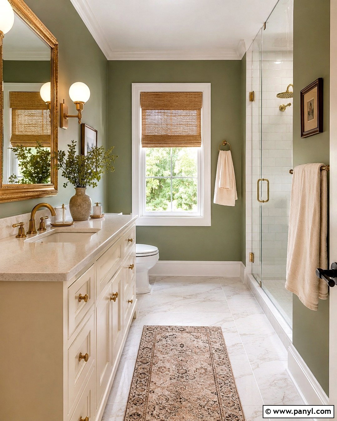 Light Sage Bathroom Walls With Brass Fixtures - 20 Light Sage Bathroom Walls