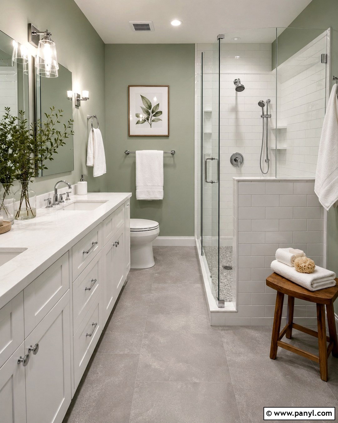 Light Sage Bathroom Walls With White Vanity - 20 Light Sage Bathroom Walls