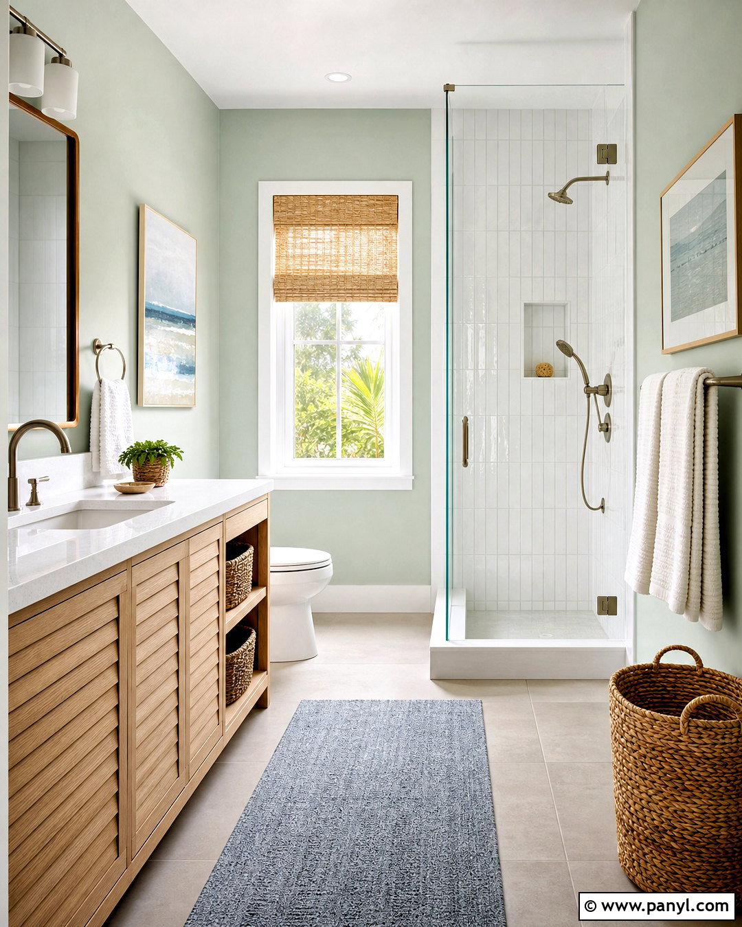 Light Sage Green Bathroom With Coastal Decor - 20 light sage green bathroom ideas