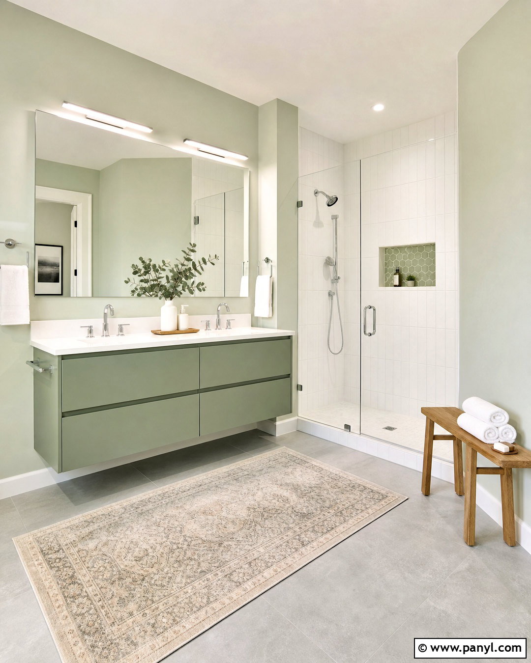 Light Sage Green Bathroom With Floating Vanity - 20 light sage green bathroom ideas