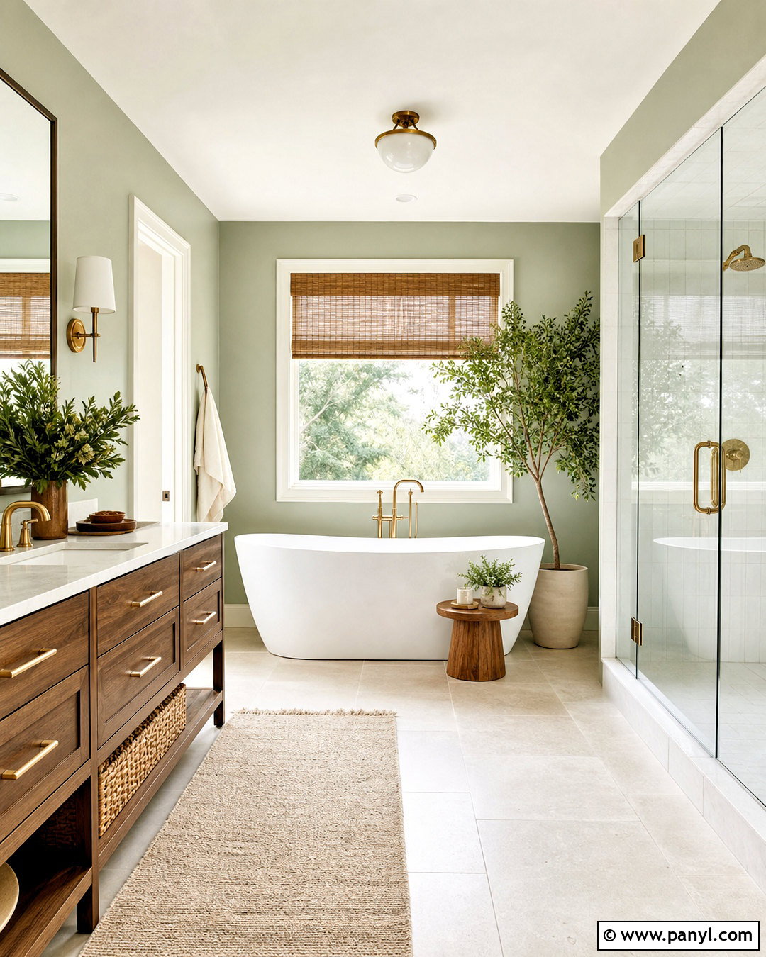 Light Sage Green Bathroom With Freestanding Tub - 20 light sage green bathroom ideas
