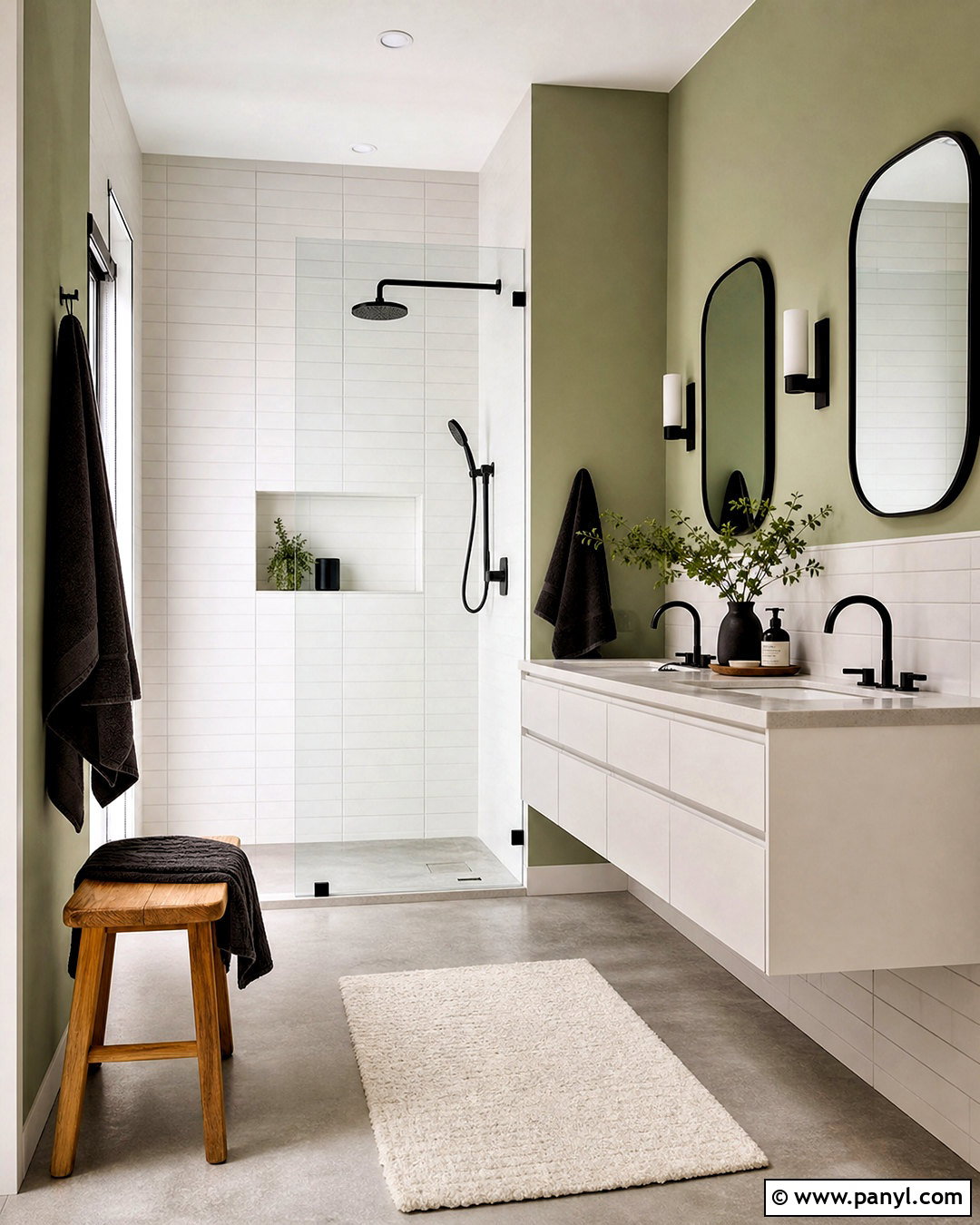 Light Sage Green Bathroom With Matte Black Accents - 20 light sage green bathroom ideas