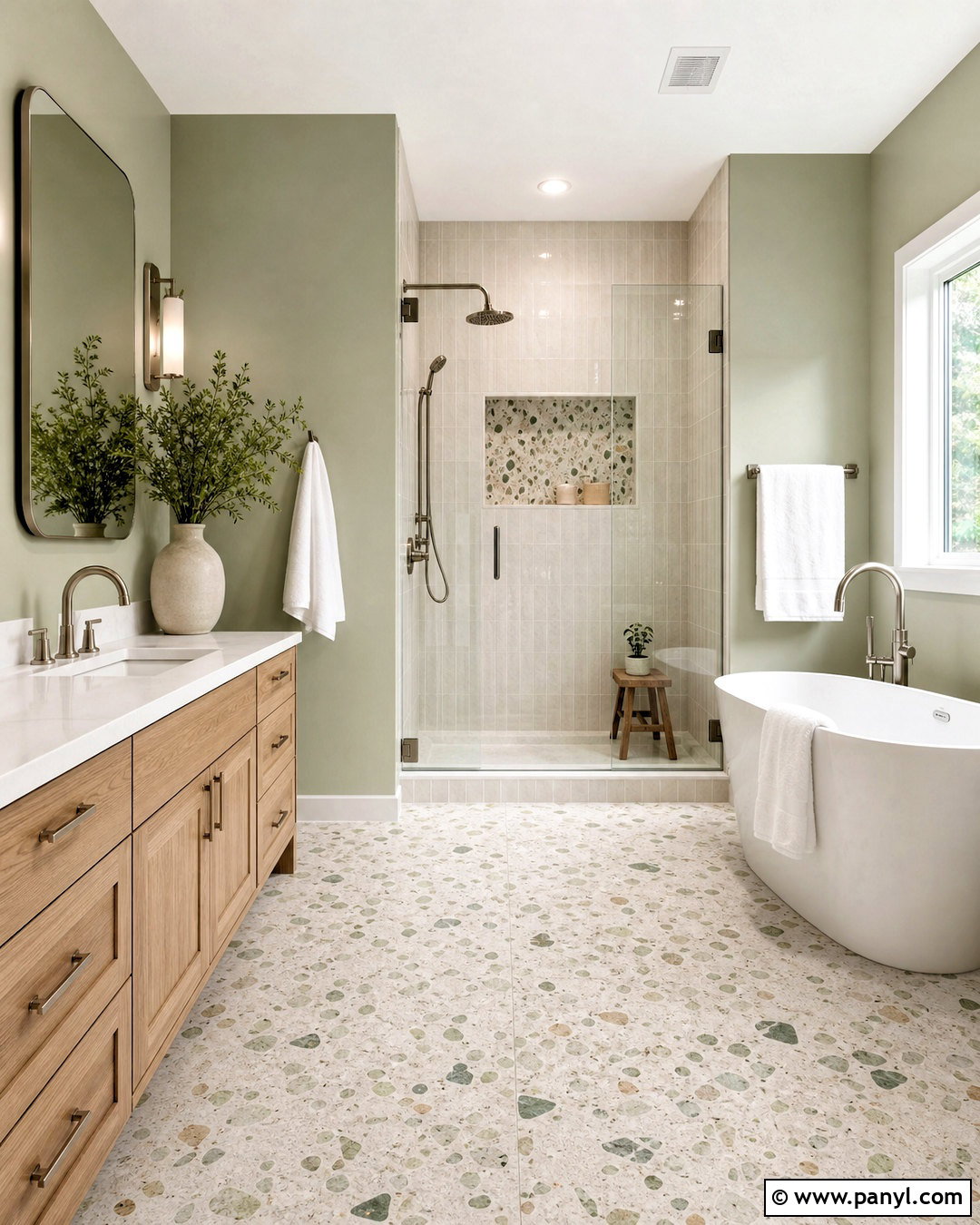 Light Sage Green Bathroom With Terrazzo Tile - 20 light sage green bathroom ideas