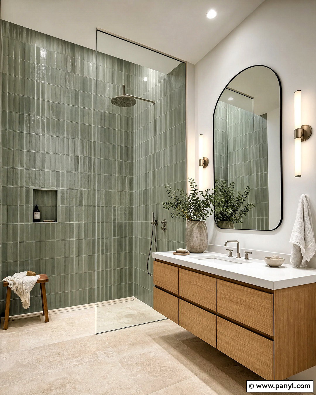 Light Sage Green Bathroom With Vertical Tile - 20 light sage green bathroom ideas
