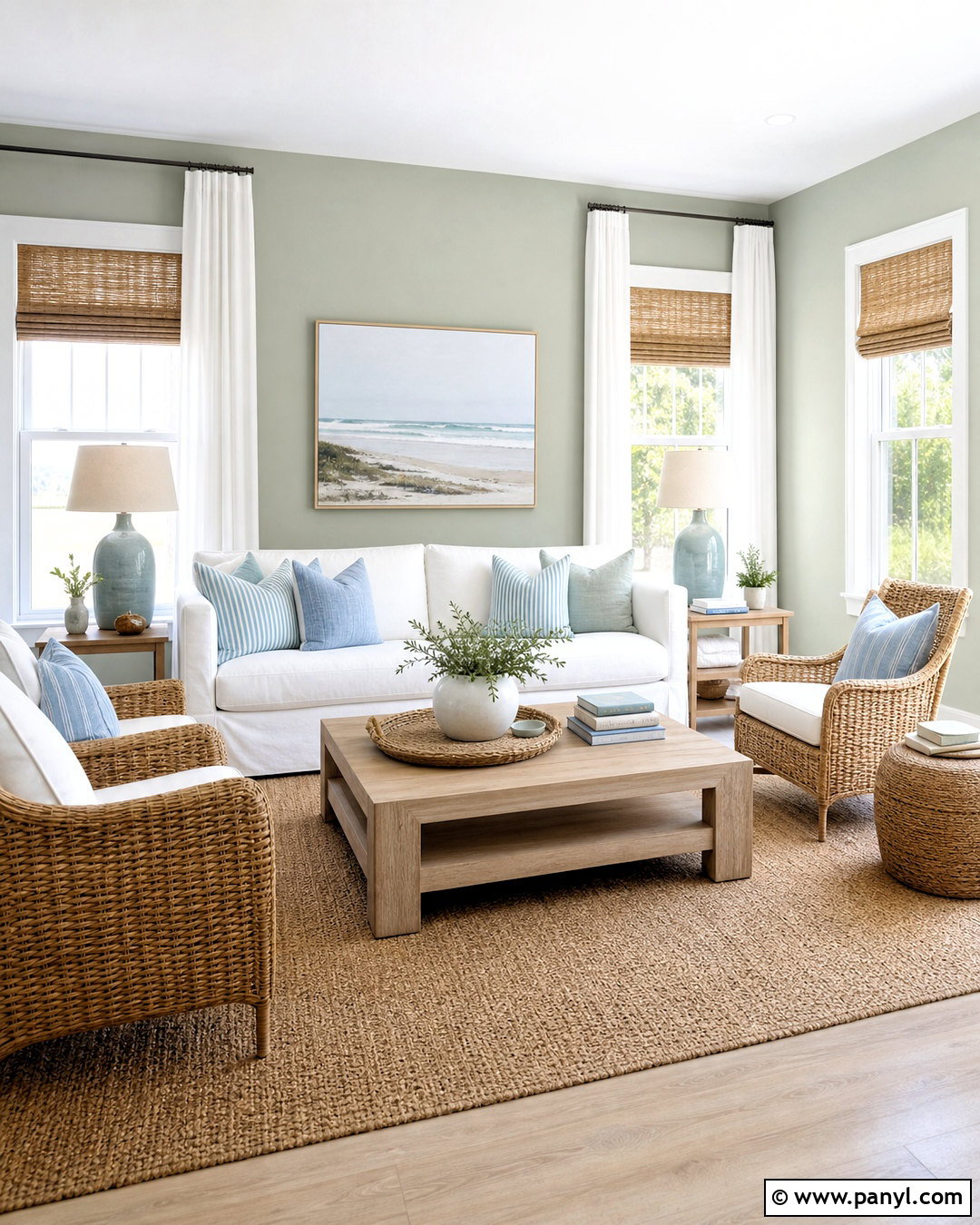 Light Sage Green Coastal Living Room - 20 light sage green paint ideas