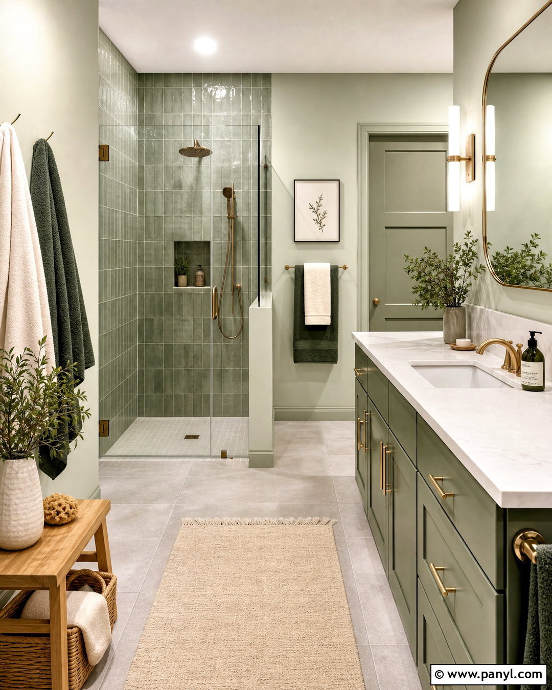 Light Sage Green Monochrome Bathroom - 20 light sage green bathroom ideas