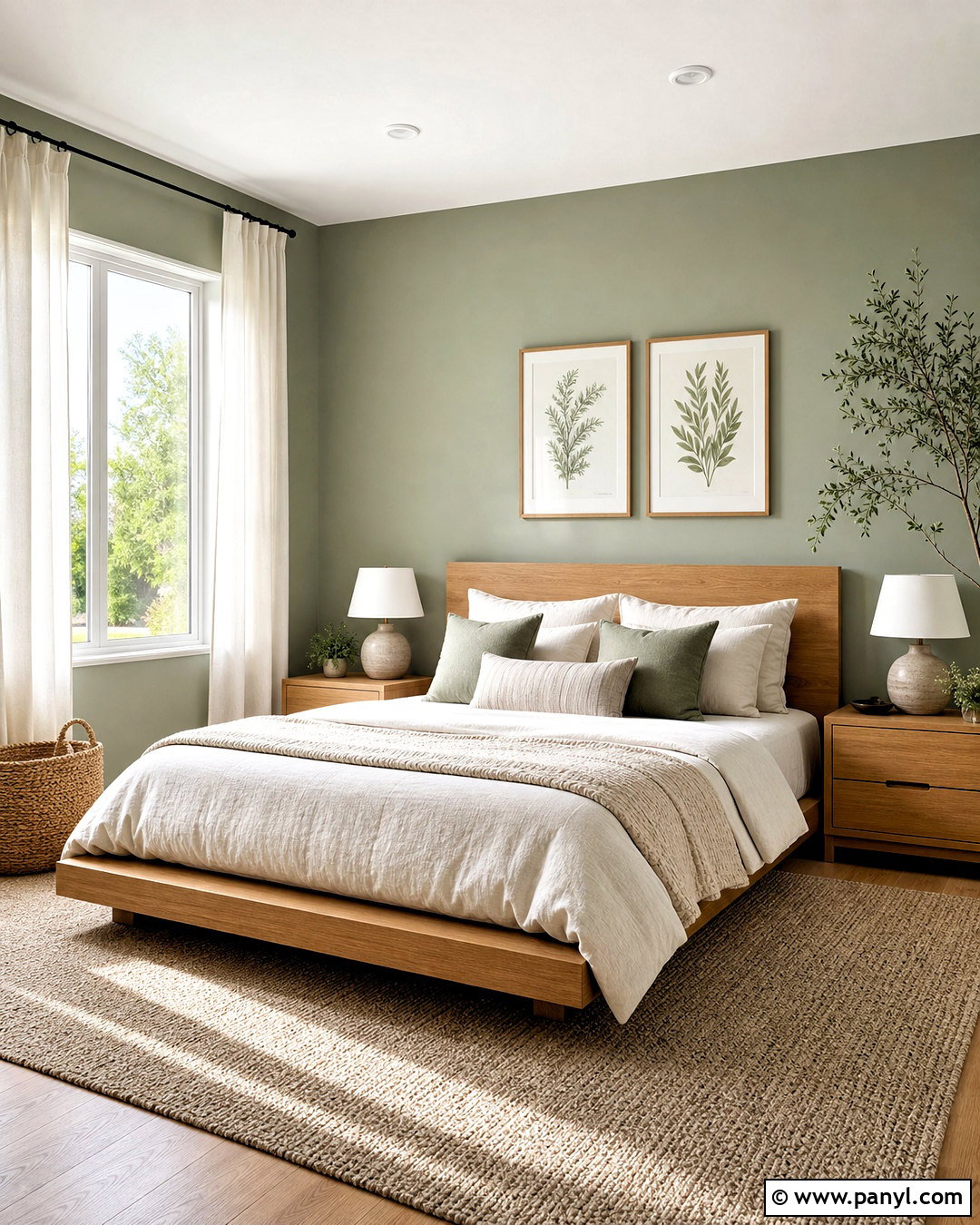 Light Sage Green Walls With Warm White Bedding - 20 light green walls bedroom ideas