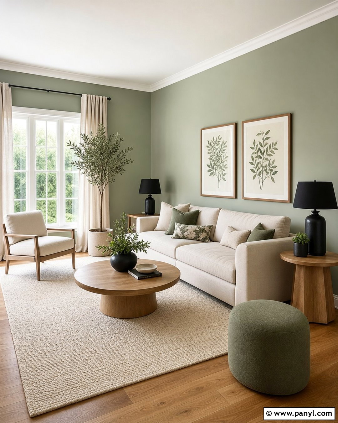 Light Sage Living Room Walls With Cream Sofa - 25 Sage Living Room Walls