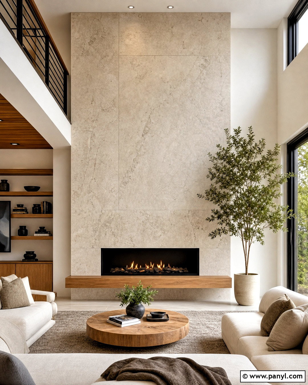 Light Stone Fireplace Accent Wall - 20 minimalist accent wall ideas