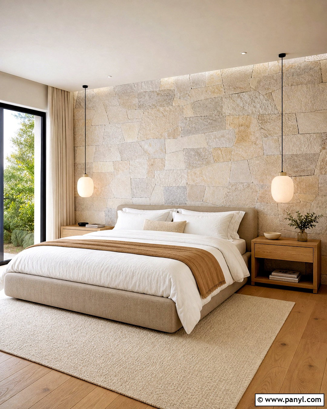 Light Stone Veneer Bedroom Wall - 20 bedroom wall accent ideas