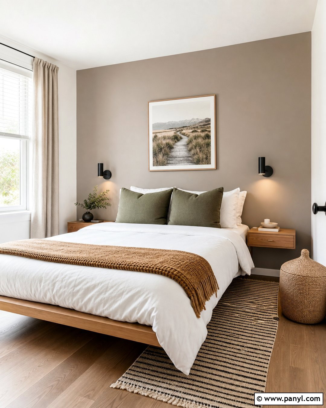 Light Taupe Accent Wall In A Small Bedroom - 30 Taupe Accent Wall Ideas