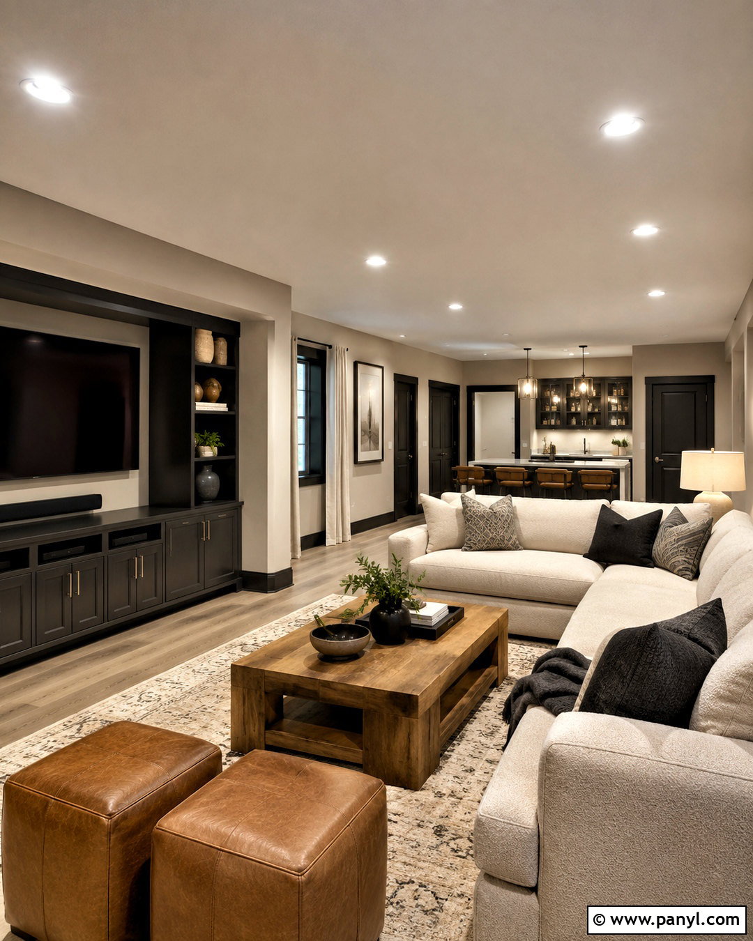 Light Taupe Walls With Black Trim Basement - 40 Light Walls With Dark Trim Ideas