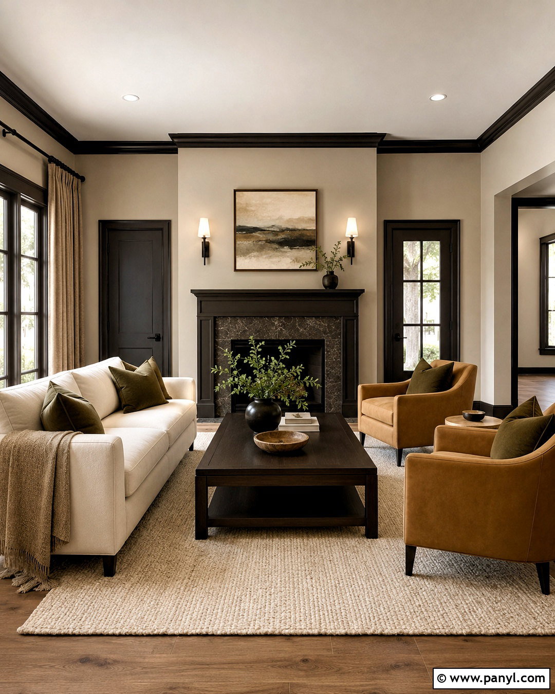 Light Taupe Walls With Dark Bronze Trim - 40 Light Walls With Dark Trim Ideas
