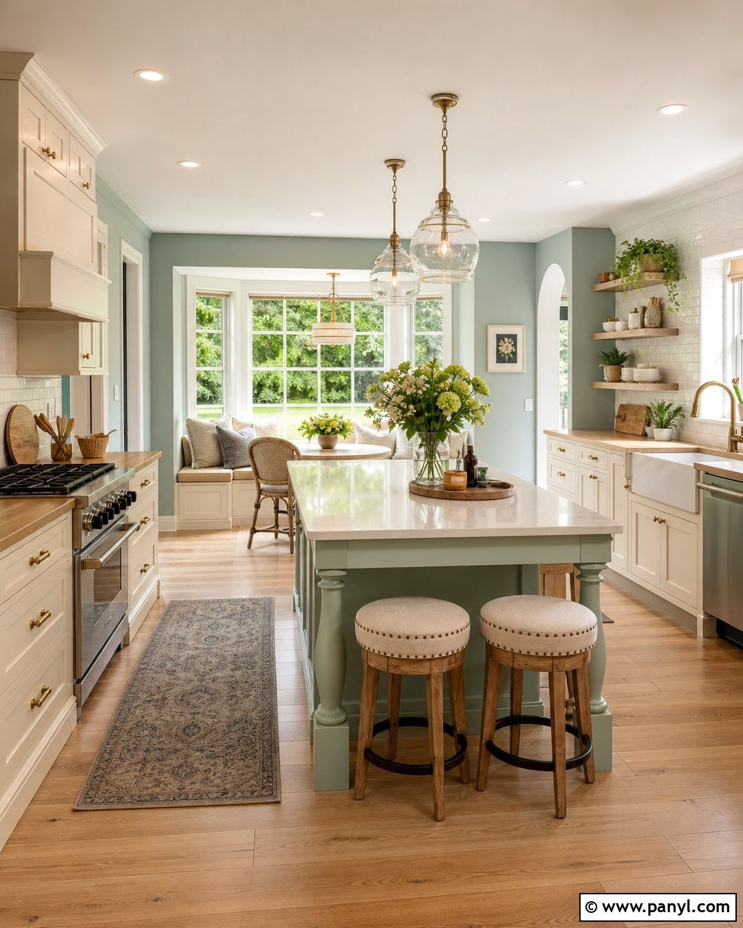 Light Teal Walls With Cream Cabinets - 20 Modern Kitchen With Teal Walls