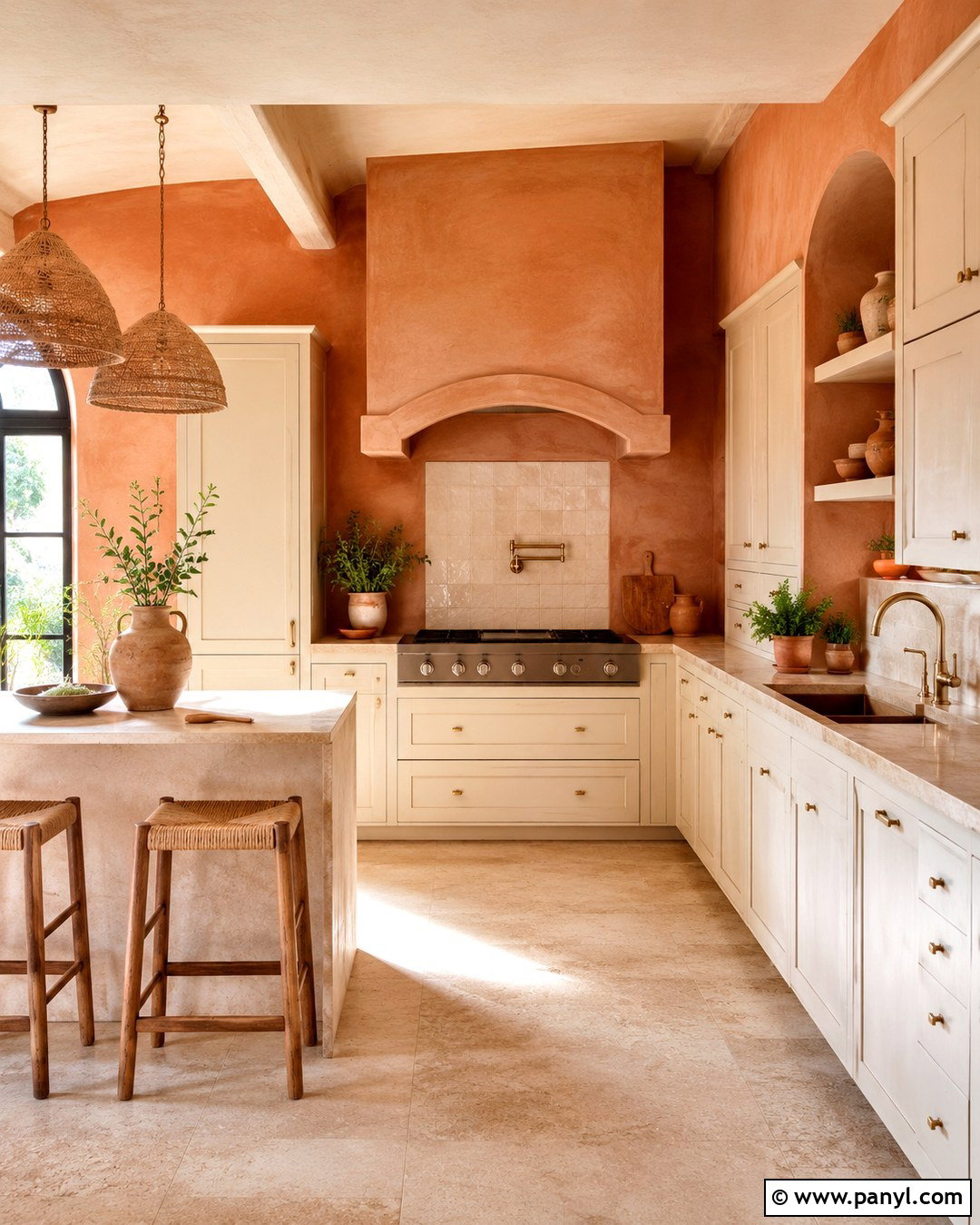 Light Terracotta Kitchen Walls In A Mediterranean Kitchen - 20 Light Terracotta Kitchen Walls